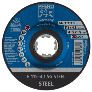 Reinforced grinding wheel E SG STEEL/X-LOCK